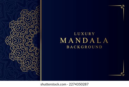 Islamic mandala background in gold color vector