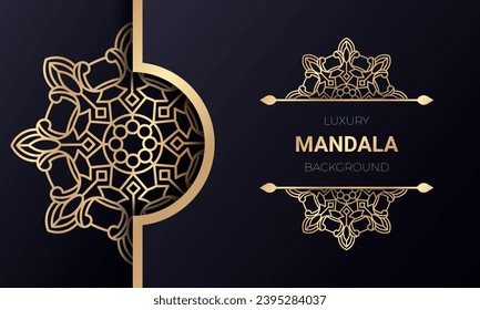 Islamic mandala background in gold color. - Vector.