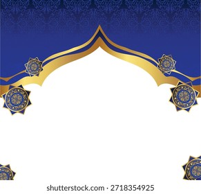 Borda mandala islâmica e bordas decorativas douradas e elementos de canto Desenho islâmico ilustração de vetor mandala islâmica. Bom para banner, cartaz, cartão de mensagem, cartão de festa, convite, modelo, publicidade, campanha e mídia social.