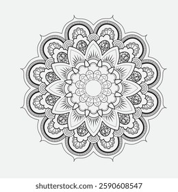 An Islamic mandala design is a symmetrical, circular artwork that blends traditional Islamic geometric patterns with intricate floral and arabesque motifs.  modern art, reflecting Islamic artistic her
