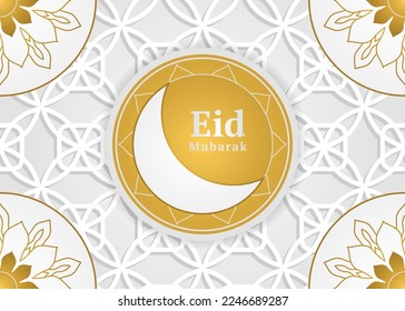 Islamic Mandala Pattern Banner with Moon Illustration