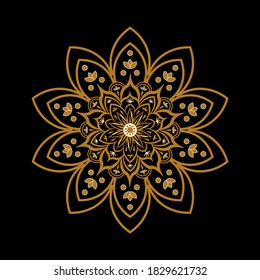 Islamic Mandala Premium With Black Background Illustration Vector