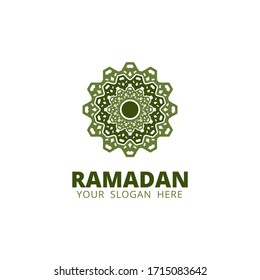 Islamic Mandala Ramadan Logo Template in green color design for ramadan event, ifthar party, islamic event, and many more
