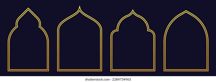 Islamic Masjid Arch Shapes Mosque Dome Vector Placeholder
