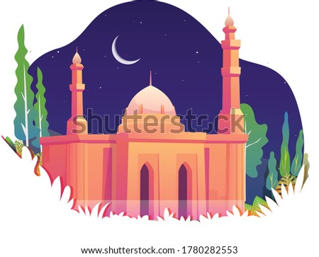 Islamic Masjid Mosque bulding in the night