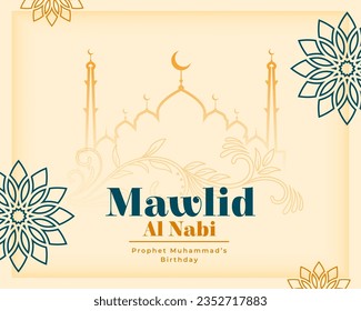 islamic mawlid al nabi decorative festival card in islamic style vector