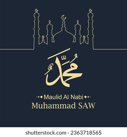 islamic mawlid al-nabi celebration greeting background design