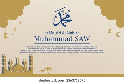 islamic mawlid al-nabi celebration greeting background design