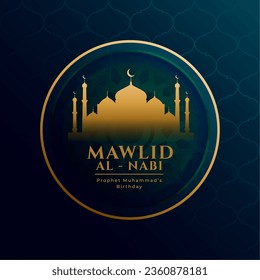 islamic mawlid al-nabi (translation: prophet Muhammad birthday) celebration greeting background design vector