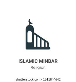 Islamic minbar glyph icon vector on white background. Flat vector islamic minbar icon symbol sign from modern religion collection for mobile concept and web apps design.