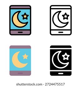 Iconos De La Interfaz Del App Móvil Islámico, Conveniente Para Los App Móviles, Los App Del Web Y Los Medios De Impresión. Múltiples iconos de estilo, 