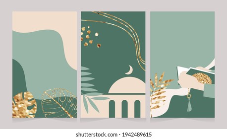 Islamic modern elegant abstract memphis for print wall art social media story template - Vector