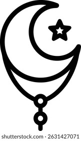 islamic moon icon black and white design