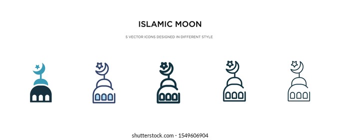 islamic moon icon in different style vector illustration. two colored and black islamic moon vector icons designed in filled, outline, line and stroke style can be used for web, mobile, ui