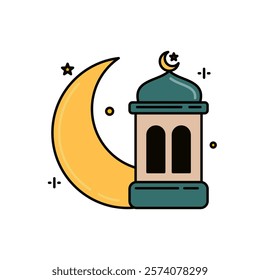 islamic moon and lantern icon