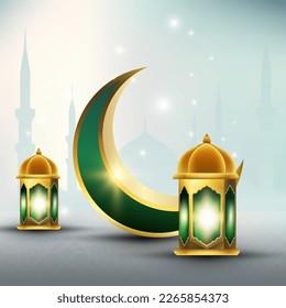 Islamischer Mond und Laternenhintergrund, Vektordesign