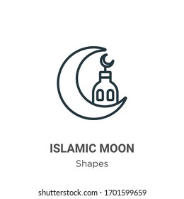 Islamic moon outline vector icon. Thin line black islamic moon icon, flat vector simple element illustration from editable shapes concept isolated stroke on white background