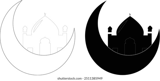 Islamic moon pack in stunning Vector 10 EPS illustration. Islamic moon in cool colors for Ramadan Kareem, Eid Al-Fitr, greeting, and Eid Al-Adha. Islamic design moon Vector in different colors.