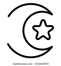 Islamic moon star icon. Outline Islamic moon star vector icon for web design isolated on white background