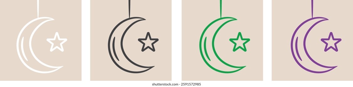 Islamic Moon and Star Icons