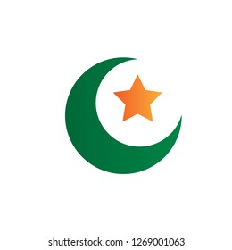 islamic moon and star symbol icon design with creative modern concept and simple logo trendy shape style design vector eps 10