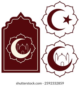 islamic moon and star symbol vector illustration
