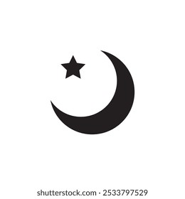 Islamischer Mond und Sternenvektorsymbol. Vektor Halbmond und Stern trendy Stil Illustration für Web und App..eps