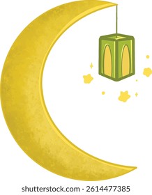 islamic moon yellow with lantern