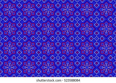 Islamic, Moroccan,Arab,Turkish Seamless Abstract Pattern. Embroidered Handmade Ethnic Ornament Handmade from Stitches for Textile Design, Greeting Cards, Background, Invitations, Wrapping, Wallpaper.