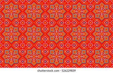 Islamic, Moroccan,Arab,Turkish Seamless Abstract Pattern. Embroidered Handmade Ethnic Ornament Handmade from Stitches for Textile Design, Greeting Cards, Background, Invitations, Wrapping, Wallpaper.