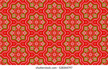 Islamic, Moroccan,Arab,Turkish Seamless Abstract Pattern. Embroidered Handmade Ethnic Ornament Handmade from Stitches for Textile Design, Greeting Cards, Background, Invitations, Wrapping, Wallpaper.