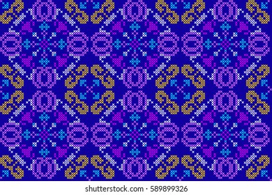Islamic, Moroccan,Arab,Turkish Seamless Abstract Pattern. Embroidered Handmade Ethnic Ornament Handmade from Stitches for Textile Design, Greeting Cards, Background, Invitations, Wrapping, Wallpaper.