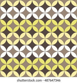 Islamic mosaic seamless pattern. Overlapping circles. Yellow and Beige colors.