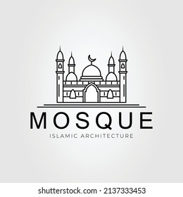 islamic mosque architecture outline logo vector illustration design