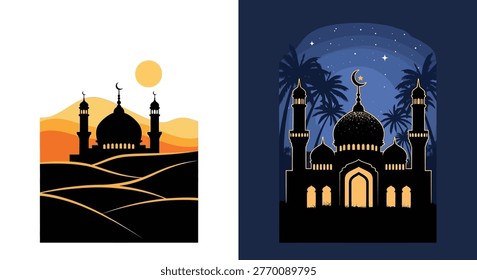 Islamic mosque architecture silhouette art