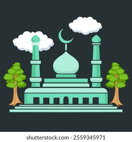 islamic mosque building cartoon illustrator