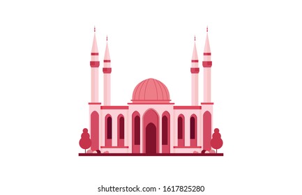 Islamic Mosque Building Flat Design Vector Illustration