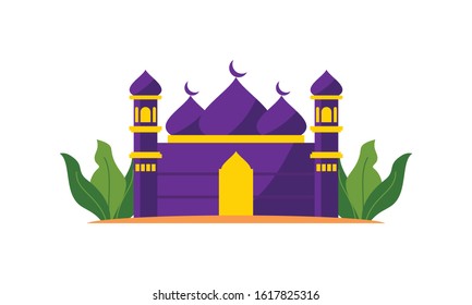 Islamic Mosque Building Flat Design Vector Illustration