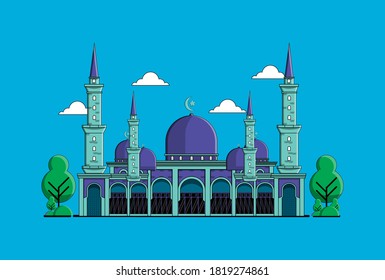 Diseño plano de construcción de mezquita islámica 