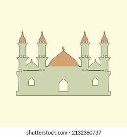 Islamic mosque building flat illustration
