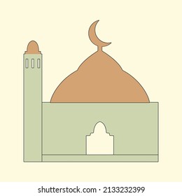 Islamic mosque building flat illustration