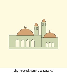 Islamic mosque building flat illustration