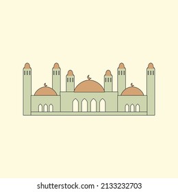 Ilustración de la construcción de una mezquita islámica