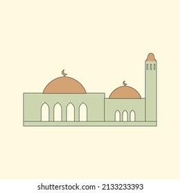 Islamic mosque building flat illustration