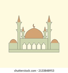 Islamic mosque building flat illustration
