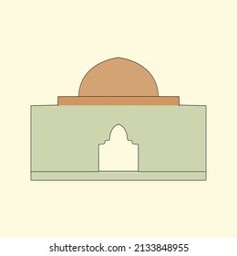 Islamic mosque building flat illustration