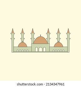 Islamic mosque building flat illustration