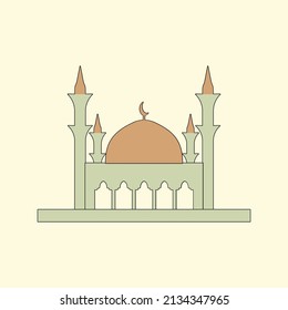 Ilustración de la construcción de una mezquita islámica
