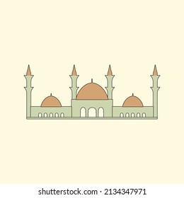 Islamic mosque building flat illustration