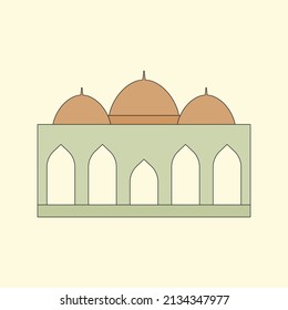 Ilustración de la construcción de una mezquita islámica